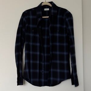 Saint laurent Men's Black and Blue Plaid Shirt sz 38